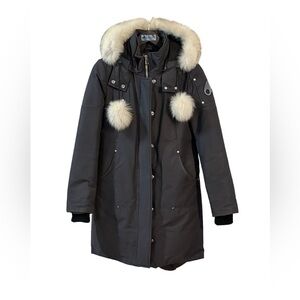 MOOSE KNUCKLES Women's Charcoal Puffer Jacket with Ivory Fur